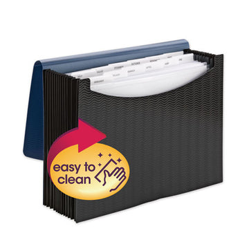 Smead® 12-pocket Poly Expanding File, 0.88" Expansion, 12 Sections, 1-6-cut Tab, Letter Size, Black-blue freeshipping - TVN Wholesale